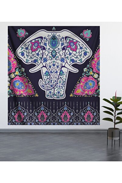 ALAMODECOR Tapiserie de perete cu model elefant (100X100, 140X140) / Covor de...