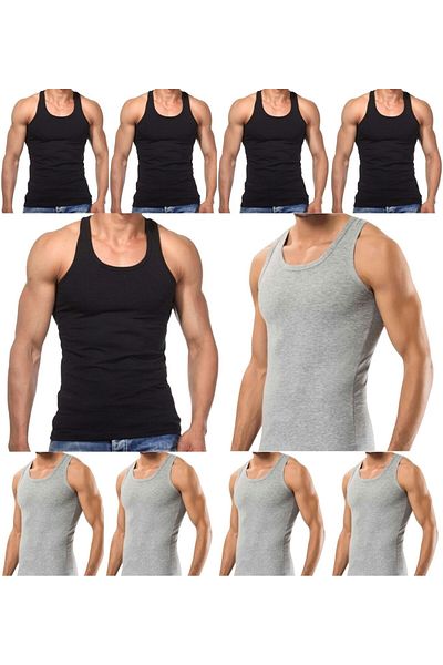 marufshop Ανδρικό Slim Fit Lycra Χτενισμένο Βαμβακερό Αθλητικό Αθλητή - 10 Τεμάχια Rambo