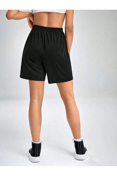 Mythologie Set de pantaloni scurți din 2 piese Weekeep - Imprimați negru gri, tricotat cu buzunar cu talie înaltă Femei