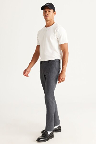 ALTINYILDIZ CLASSICS Men's Black Slim Fit Slim Fit Patterned Elastic Waist Flexible Trousers