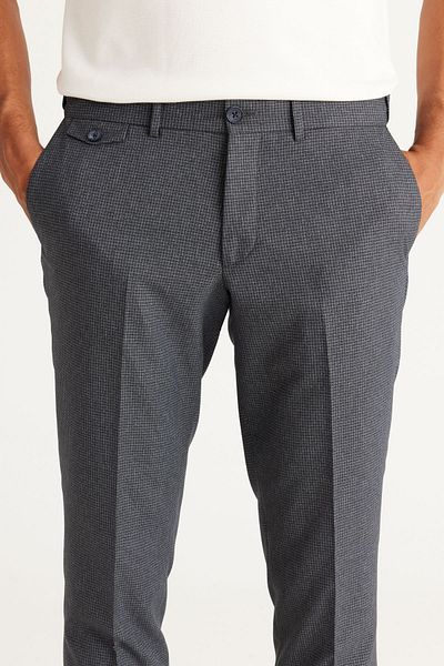 ALTINYILDIZ CLASSICS Ανδρικό Μαύρο Slim Fit Slim Fit μοτίβο ελαστικό ευέλικτο παντελόνι μέσης