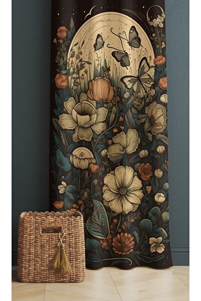 ALAMODECOR Cortina de fundal pentru camera tinerilor cu model floral cu o sin...