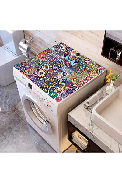 ALAMODECOR Renkli Baskılı Çamaşır Makine Örtüsü Kumaş Örtü Renkli Mandala 62 ...