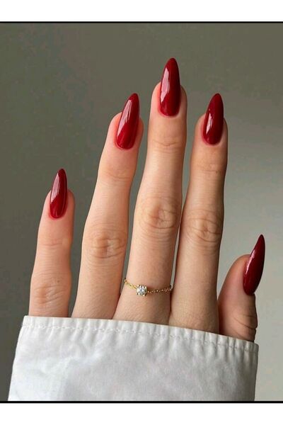 ELNİL BUTİK 24 lü takma tırnak setleri düz kırmızı modeller
