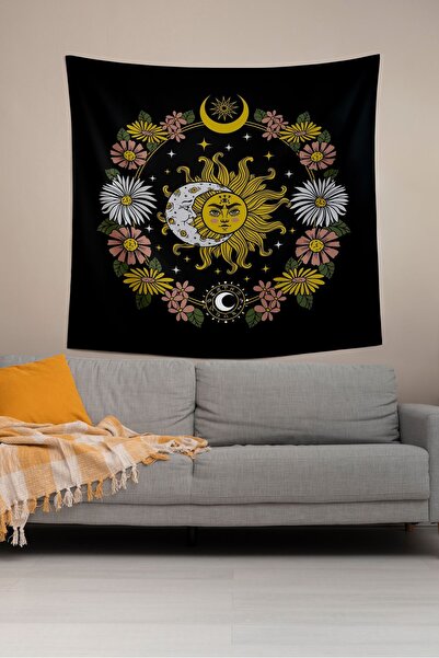 ALAMODECOR Μαύρο μοντέλο Ήλιου και Σελήνης ΕΚΤΥΠΩΜΕΝΟ VINTAGE ΜΟΝΤΕΛΟ ΑΝΙΜΕ Τ...