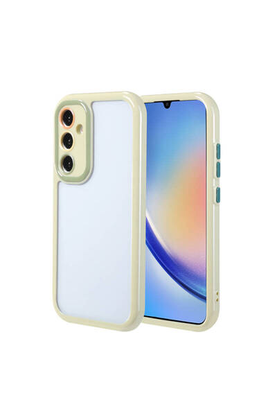 Samsung Galaxy A34 Compatible Case Camera Protected Hard PC Cover with Color Edge and Frame Design