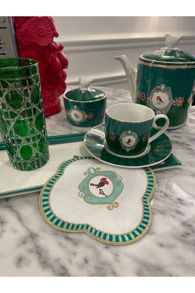 Kristes Studio Yeşil Kuşlu Kokteyl Peçete 3’lü