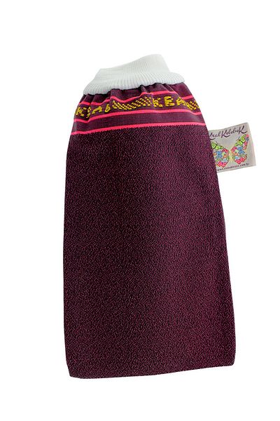 Kelebek Kese Claret Red Bath Shower Exfoliating Gloves - 100% Flush Silk