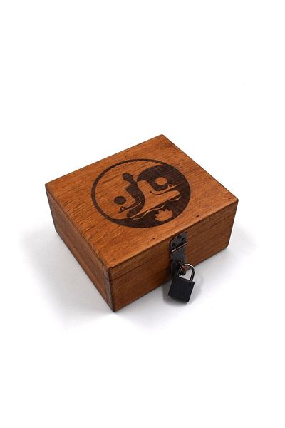 t tun's woods Balance Yoga Figured Mini Wooden Box 14.5X12.5 cm Handmade Storage Box