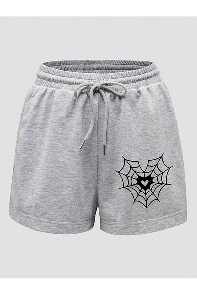 Mythologie Pantaloni scurți din bumbac pieptănat, tricotat cu talie înaltă, gri