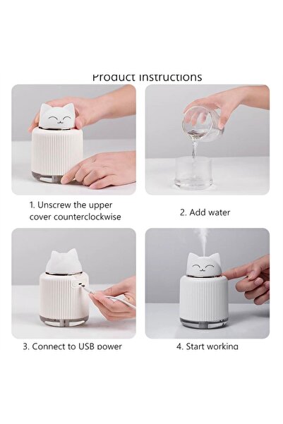 Meyra Accessories 300ml Mini Hava Nemlendirici Aromaterapi Difüzör Sevimli Us...