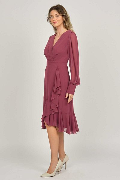 DORİDORCA Women's Araboy Long Sleeve Evening Dress 5922117 Cinnamon