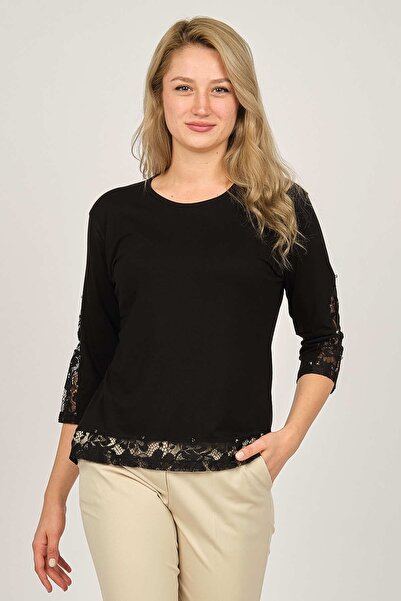 Sistas Kadın Kol Ve Etek Uçları Dantel Detaylı Bluz 6690310 Siyah