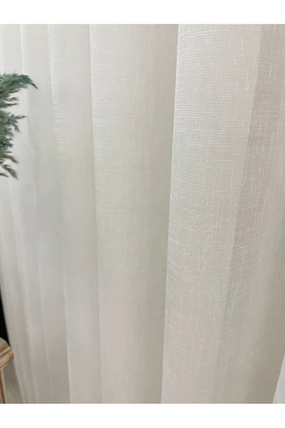 Boutique Curtain Natural Linen Tulle Curtain 1/3 Tight Pleat