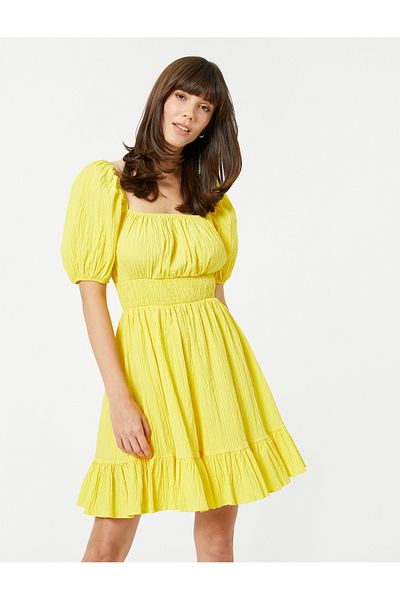 Koton Minikleid mit Ballonärmeln, elastische Baumwolle