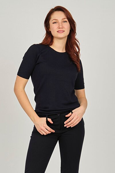 Desen Triko Жіночий велосипедний комір з короткими рукавами 0249344 Синій