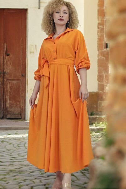 yagmurberen Sa dugmadima do pola i Košulja kragna Aerobik haljina sa detaljim...