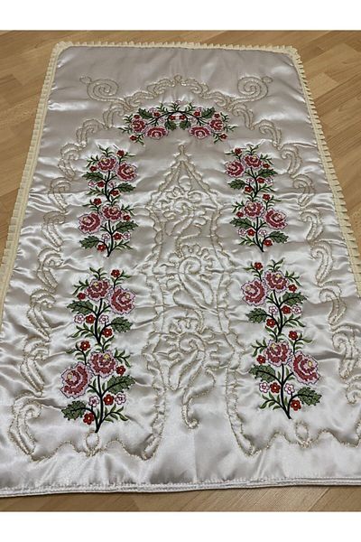 AYHANHOME Сатенен бродиран килим за молитви Cappuccino Dowry