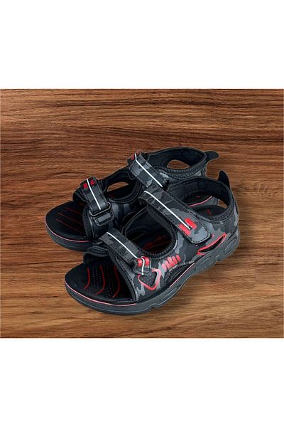 VİZYON Vizyon Black Boys' Sandals - Velcro, Light and Comfortable Sole
