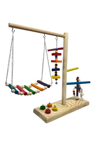 ADAPATİ PET Bird Play Platform with Wooden Handmade Intelligence Toy