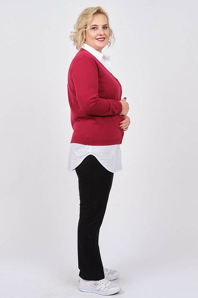 Desen Triko Women's Buttoned Cardigan 0247021 Cherry