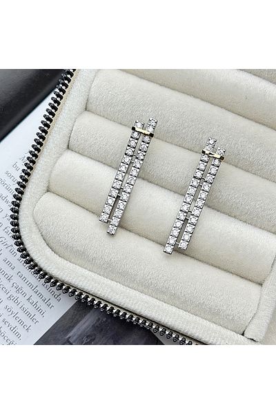 DS DİAMONDSHOP DANGLE EARRING ZIRCON STONE MODEL NEW SEASON ÇKP-202405125