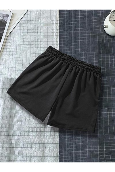 Mythologie Boston 1997 Black Combed Cotton Shorts - Pocket Printed