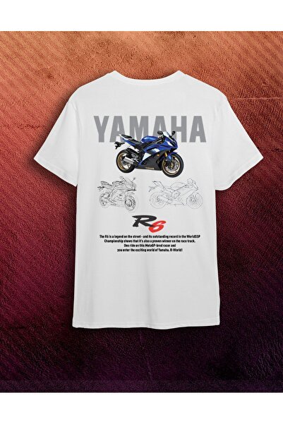 VİZYON İKRA Ανδρικό μπλουζάκι μοτοσυκλέτας Ya-ma-ha YZF R6 - Σχέδιο με στάμπα