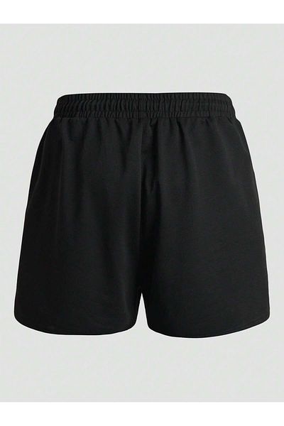 Mythologie Pantaloni scurți de vară din bumbac pieptănat cu buzunar cu imprimeu negru