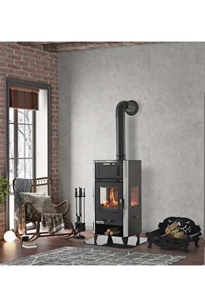 Fanus Üç Tarafı Camlı Fırınlı Şömine Soba