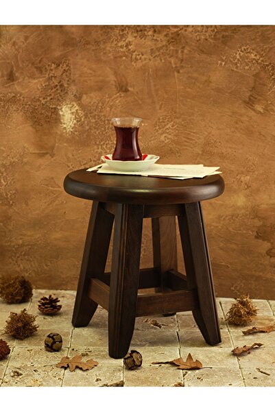 Hedisam Şık ve Dekoratif Ahşap Yüksek Yuvarlak Bar Taburesi 30 cm