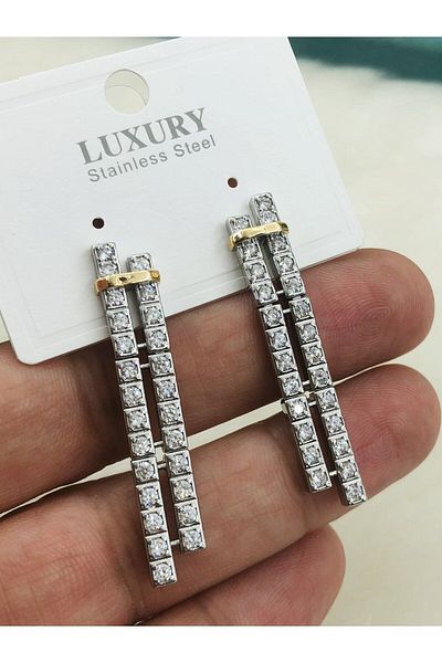 DS DİAMONDSHOP DANGLE EARRING ZIRCON STONE MODEL NEW SEASON ÇKP-202405125