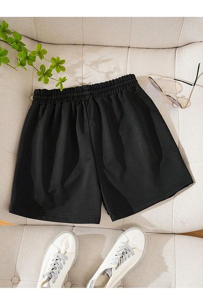 Mythologie Pantaloni scurți din bumbac pieptănat cu flori cu imprimeuri florale negre - vară cu buzunar