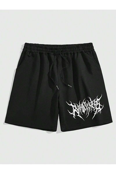 Mythologie Pantaloni scurți din bumbac pieptănat cu model negru imprimați - vară cu buzunar