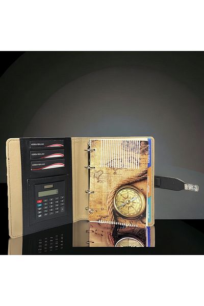 Kerem ofis Thermo Leather Lined Organizer - Timeless Agenda with Calculator, Undated Notebook