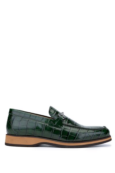 Tamer Tanca Green Crocodile Loafer - Men's Genuine Leather Shoes