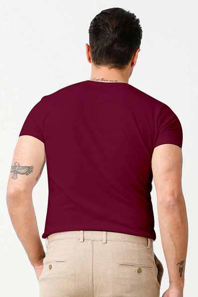 İgs Tricou pentru bărbați, roșu Claret Standard, cu gâtul rotund