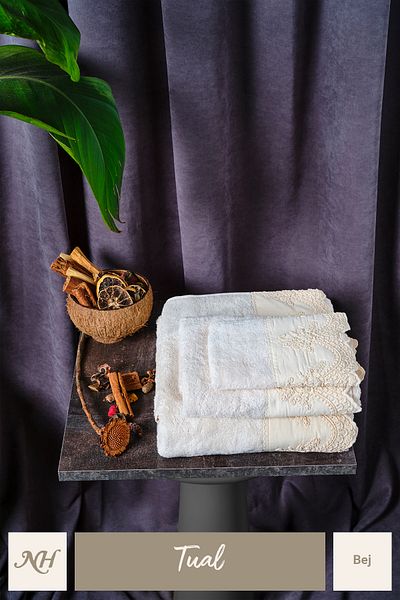 Nazik Home Πετσέτα σώματος με κέντημα από καμβά (90 X 150 cm)