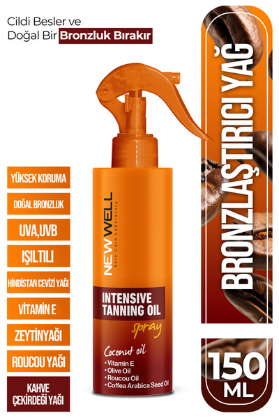 New Well Yoğun Bronzlaştırma Spreyi Kahve Çekirdeği Yağı 150 ML
