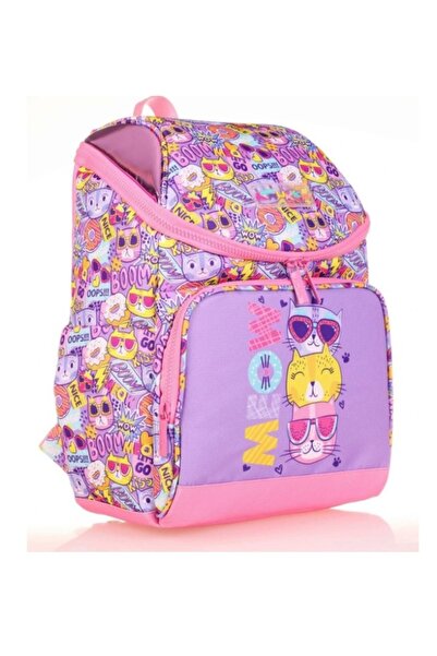 KAUKKO حقيبة ظهر مدرسية للقطط الأرجوانية للفتيات