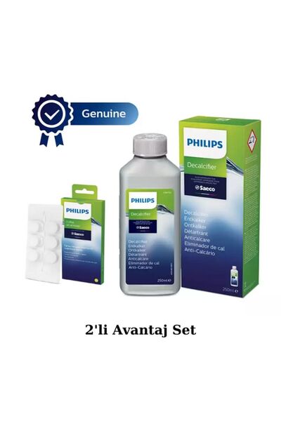Philips Ca6700/10 Espresso Makinesi Kireç Temizleme Solüsyonu - Ca6704/10 Yağ Çözücü Tablet 2'li Set