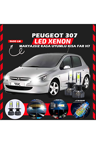 SHOOPLAA Peugeot 307 Makyajsız Kasa Kısa Far Uyumlu Şimşek Etkili Led Xenon P...