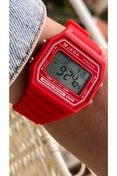 Jaga Red Silicone Band, Waterproof (Suitable for Pool, Marine Use) Digital Women's Wristwatch