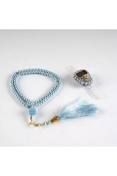 Hayrat Neşriyat Set cadou de mărgele de rugăciune Zikrmatik Blue Stone