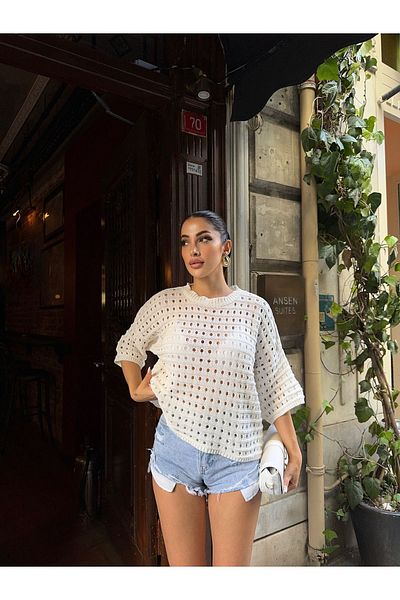 kenza'a Openwork Women's Knitwear Blouse