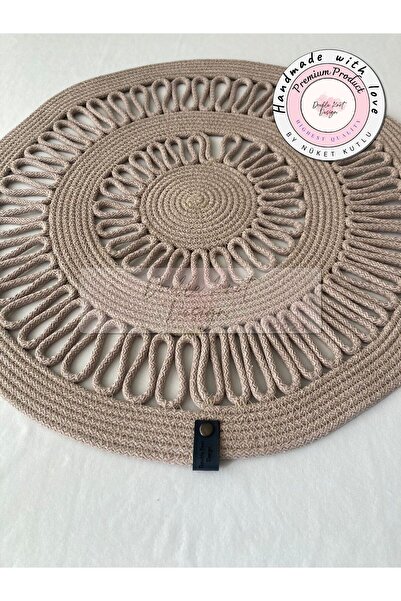 DOUBLE KNOT DESİGN Tress Runner, Yuvarlak 55 cm çap El Yapımı Salon /Sehpa Ör...