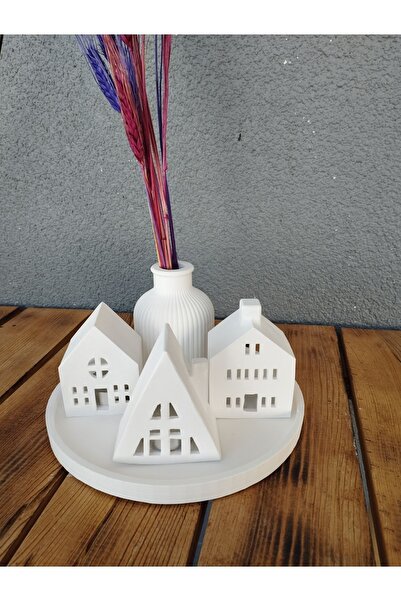 stone powder decorative Dekoratif beton set yuvarlak tepsi, 3lü ev Mumluk, İs...