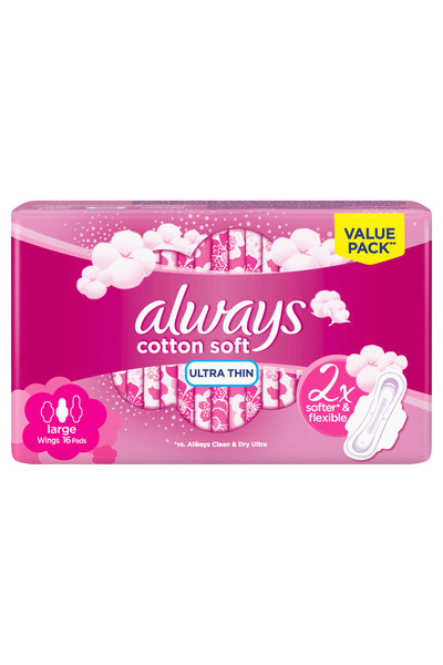 Always Ultra Cotton Soft Long Sanitary Pads 16 ct