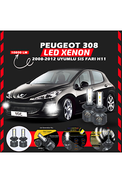 SHOOPLAA Peugeot 308 2008-2012 Sis Farı Uyumlu Şimşek Etkili Led Xenon Premium Series H1
