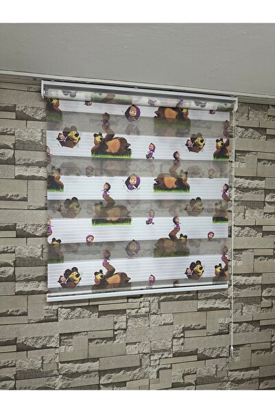 PERDECİNİZ AYI DESENLİ DİJİTAL BASKILI ZEBRA PERDE (Etek Kımsı Düz)